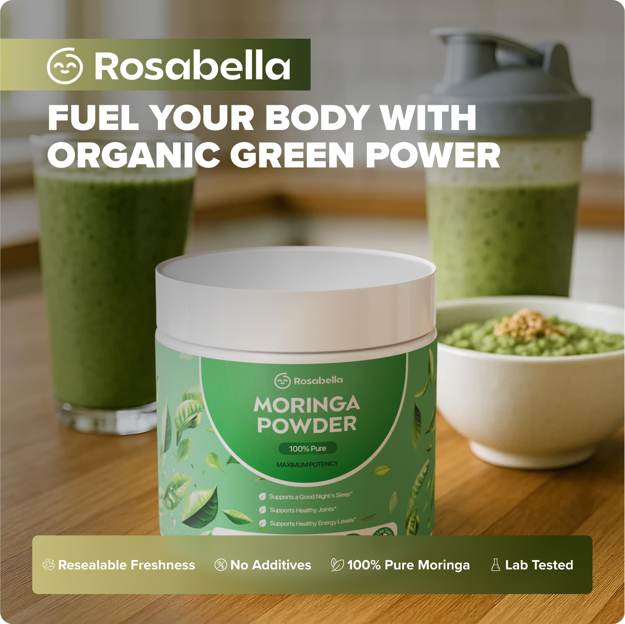 Bolsa hermética recerrable de Rosabella Moringa para conservar frescura.