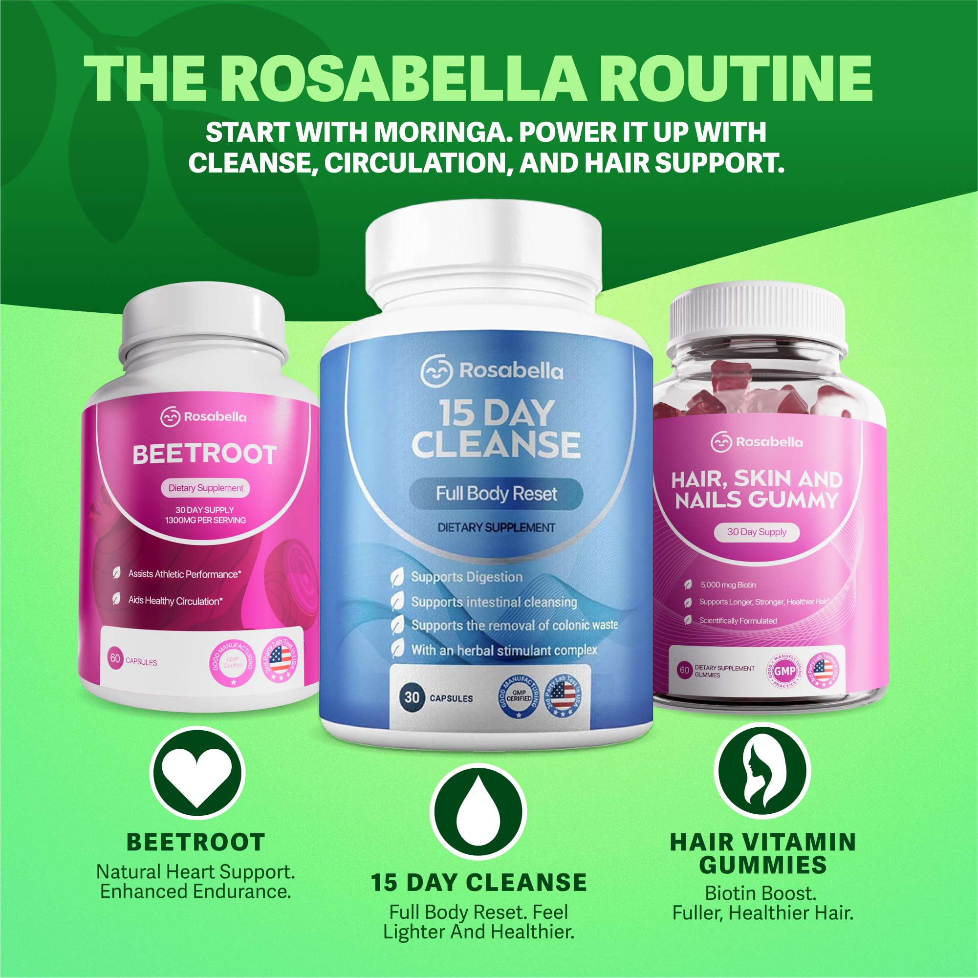 Rosabella Moringa leaves in natural setting for plant-based nutrition