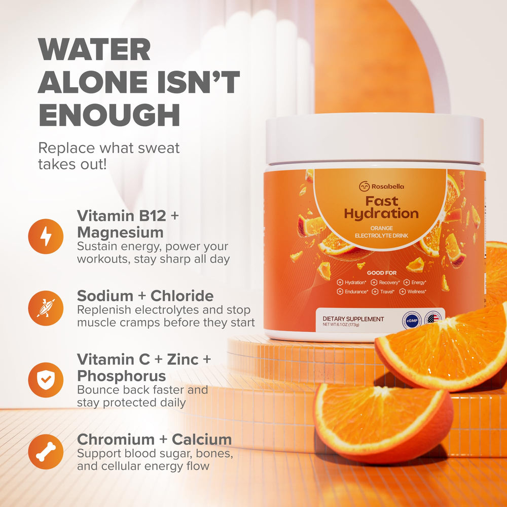 Rosabella pour into glass showing zero-sugar electrolyte boost