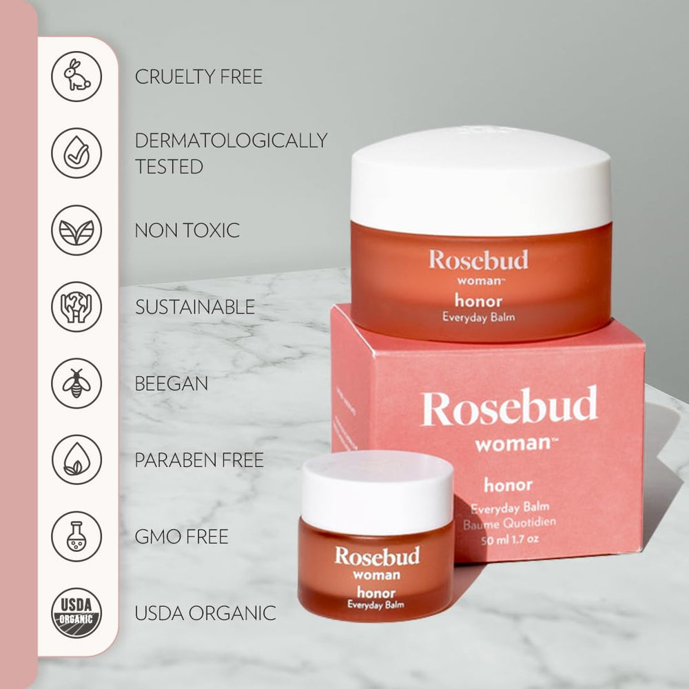 Rosebud Woman Honor fragrance-free formula communicates clean, hormone-free intimate care.