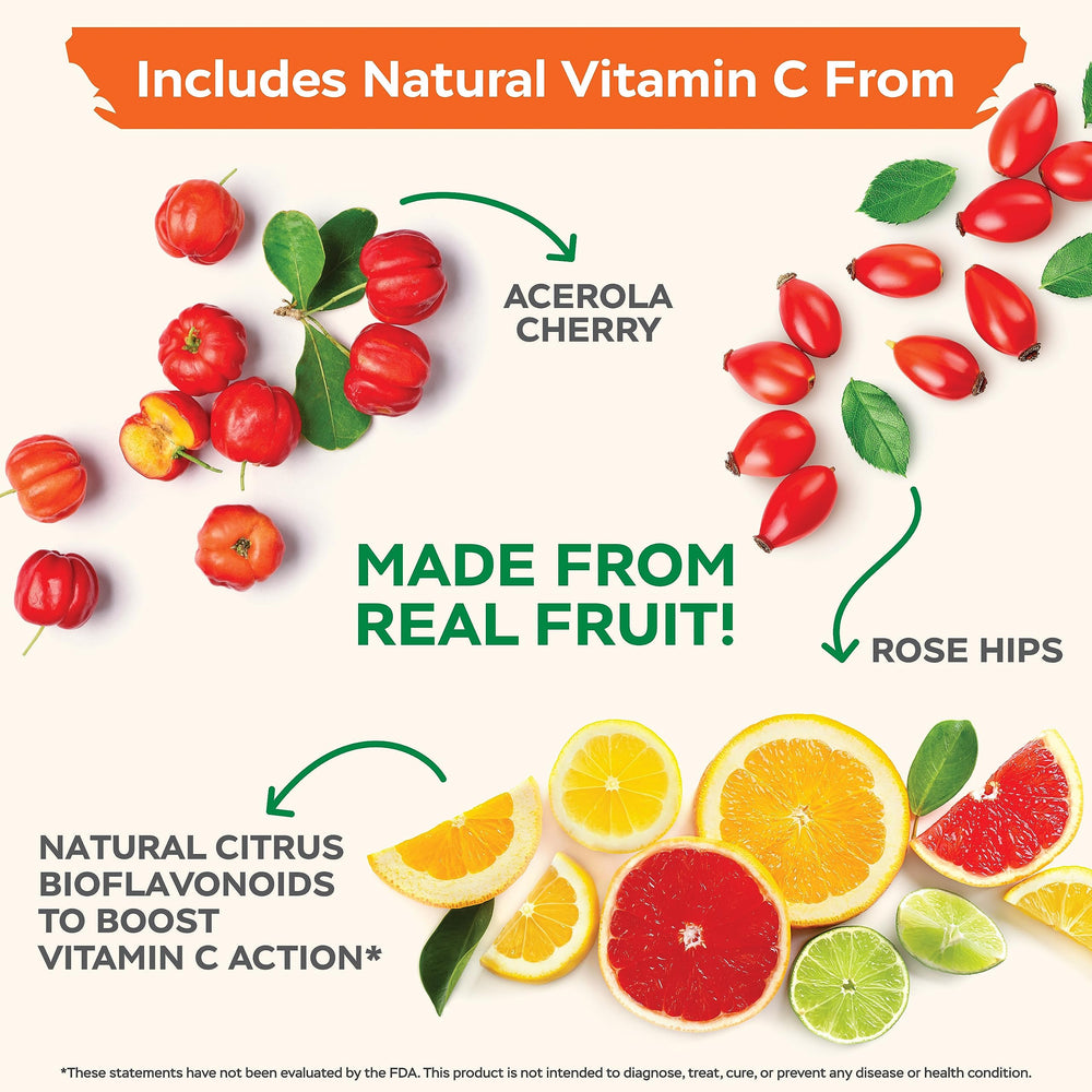 Rosehip and Acerola Cherry blend adds natural vitamin C sources.