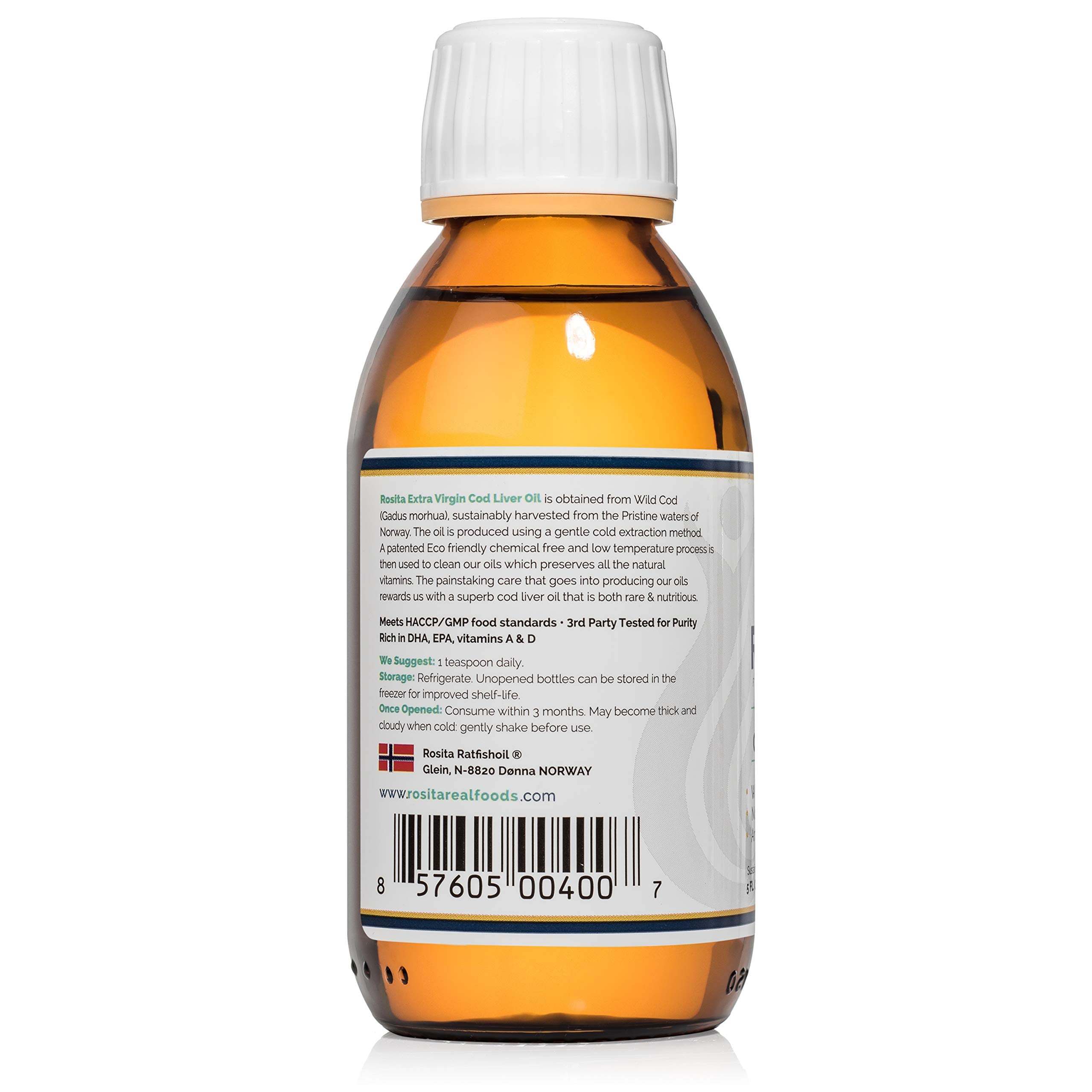 Rosita Real Foods label close-up highlights unprocessed oil and natural nutrients