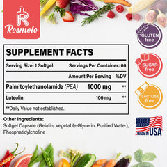 Rosmolo liposomal pea softgels: easy-to-swallow capsules supporting comfort and daily vitality.