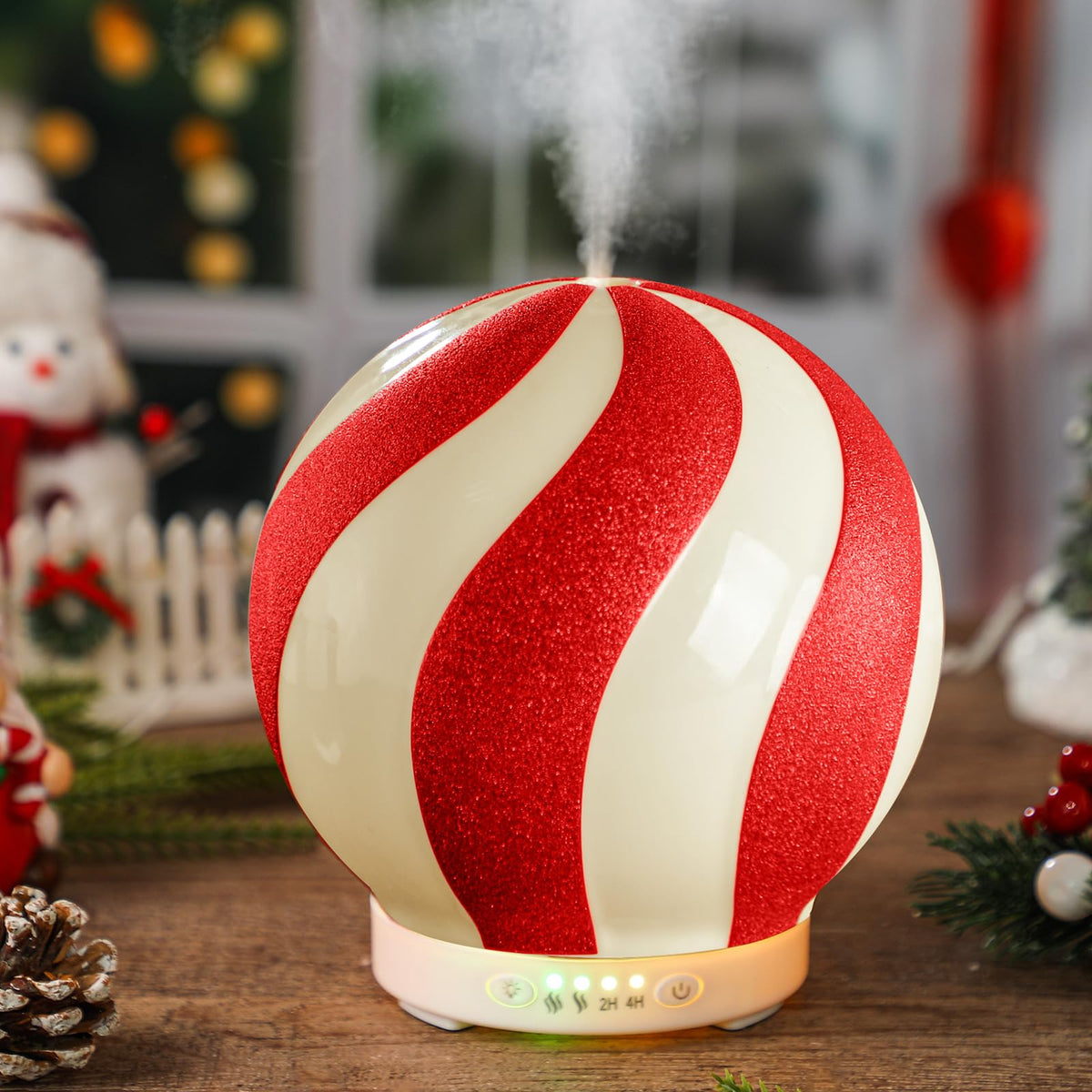 Rossesay candy cane diffuser front view for festive aroma at home