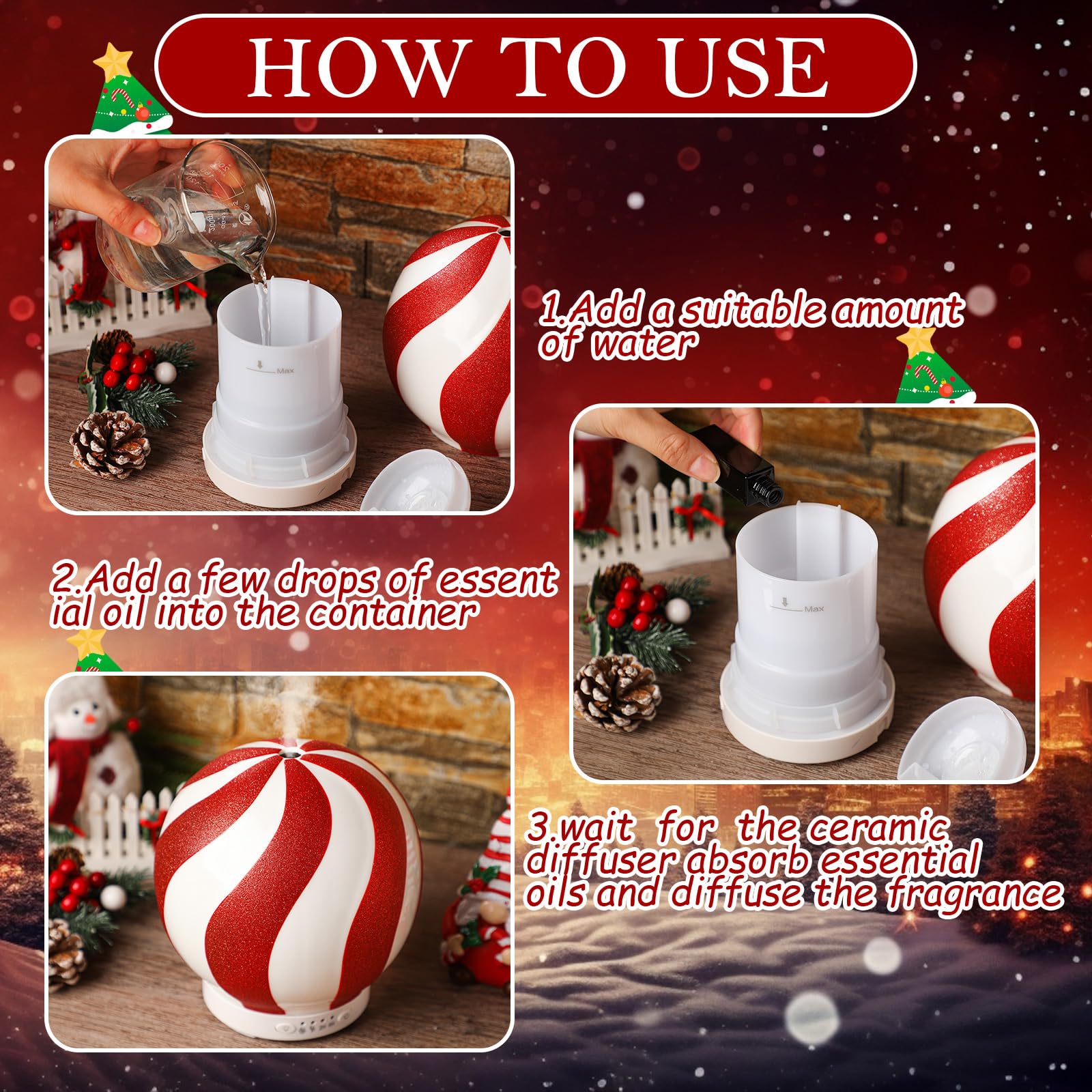 Rossesay diffuser with color-changing lights enhancing mood
