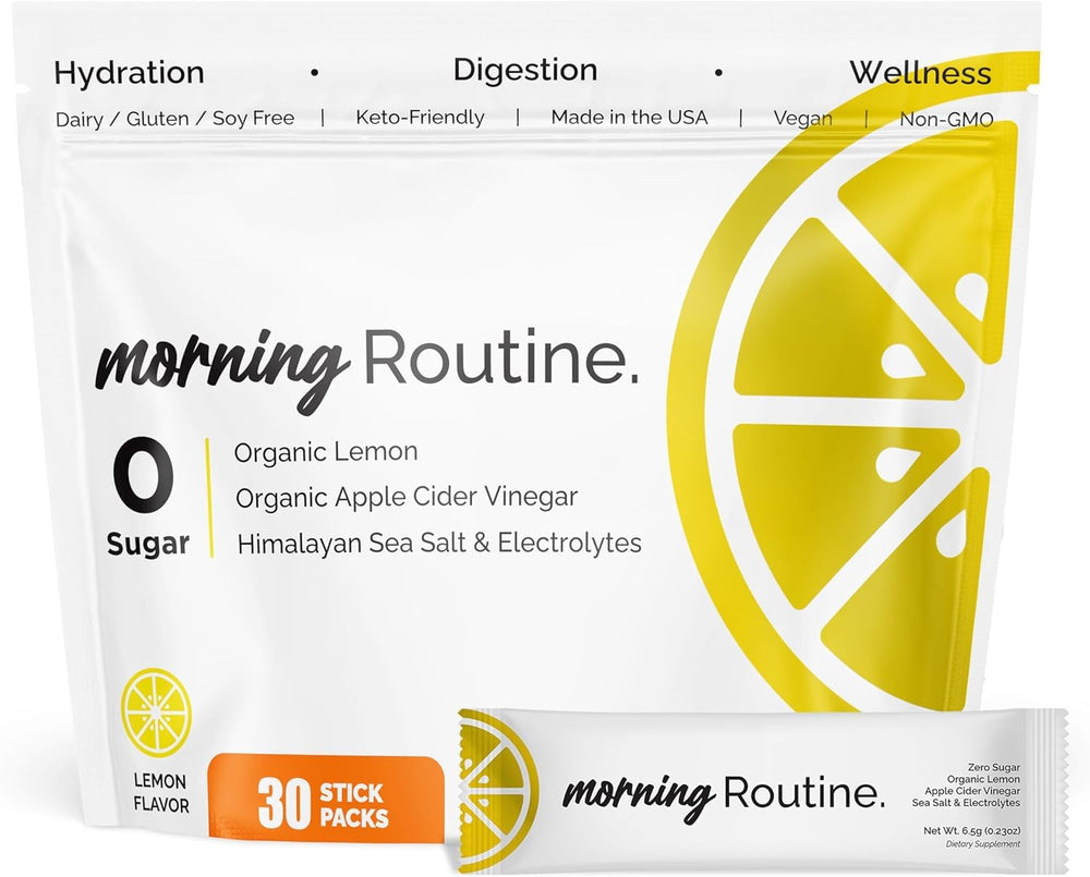 ROUTINE Morning Daily Hydration packet with apple cider vinegar for convenient daily hydration.