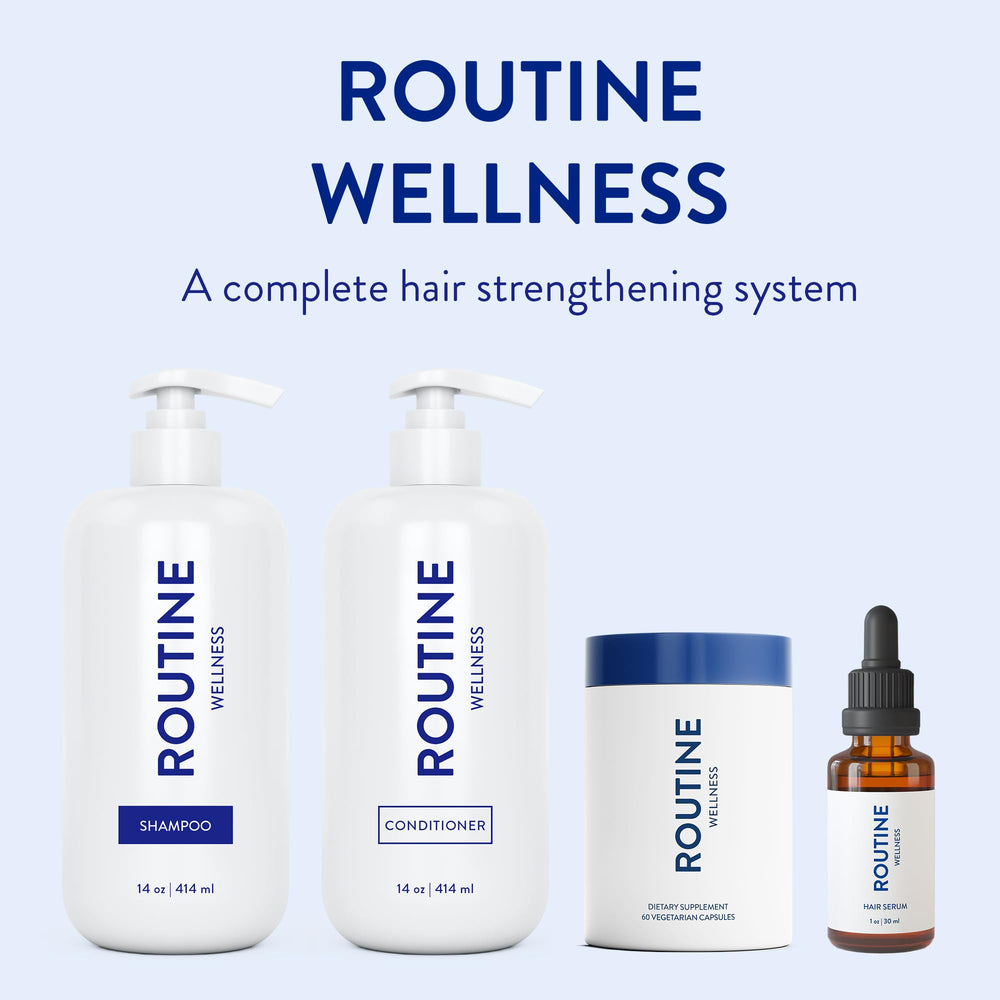 Routine Wellness daily-use hair supplement, designed for consistency and potential results.