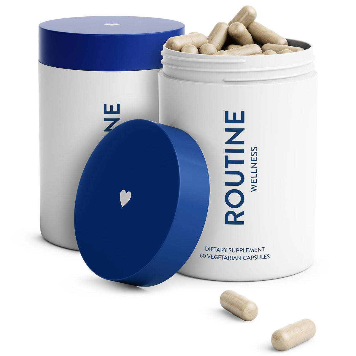 Routine Wellness Hair Growth Supplement bottle front shows branding and suggested use for thicker hair.