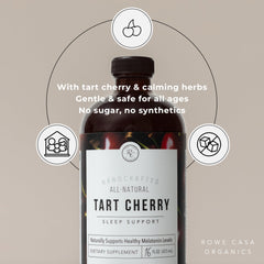 Rowe Casa Organics tart cherry sleep pour demonstrates easy nightly dosing