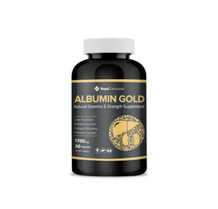Royal Canadian Albumin Gold bottle front showcases premium packaging for liver and kidney support
