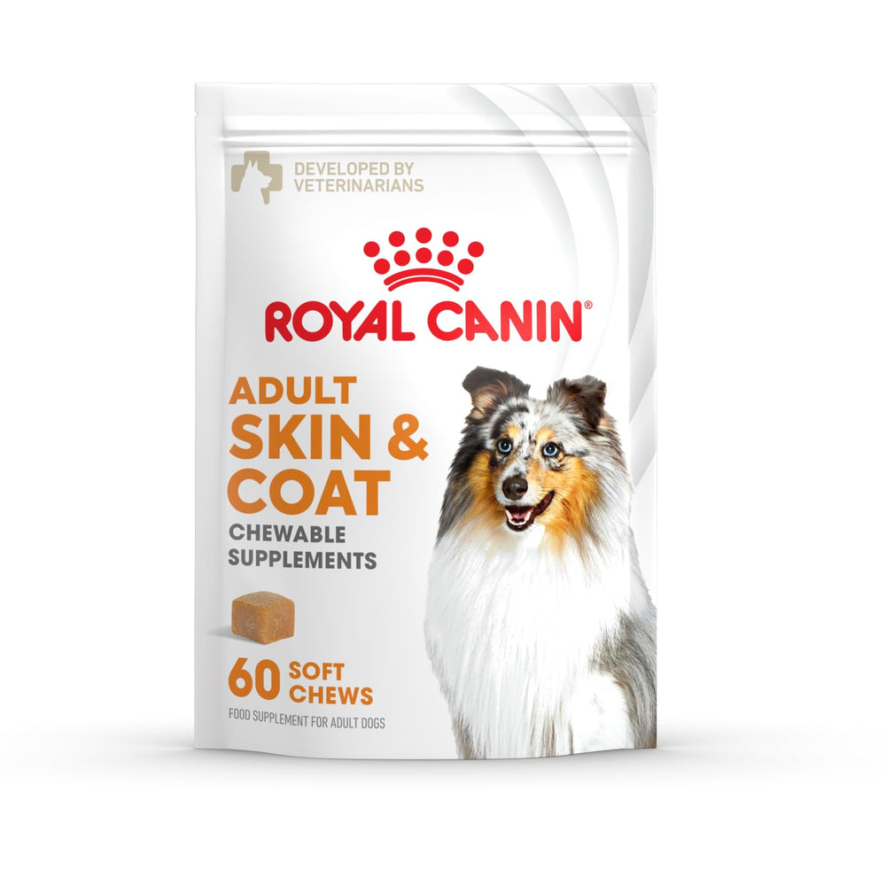 Royal Canin Skin & Coat Soft Chews promote a glossy coat and hydrated skin.