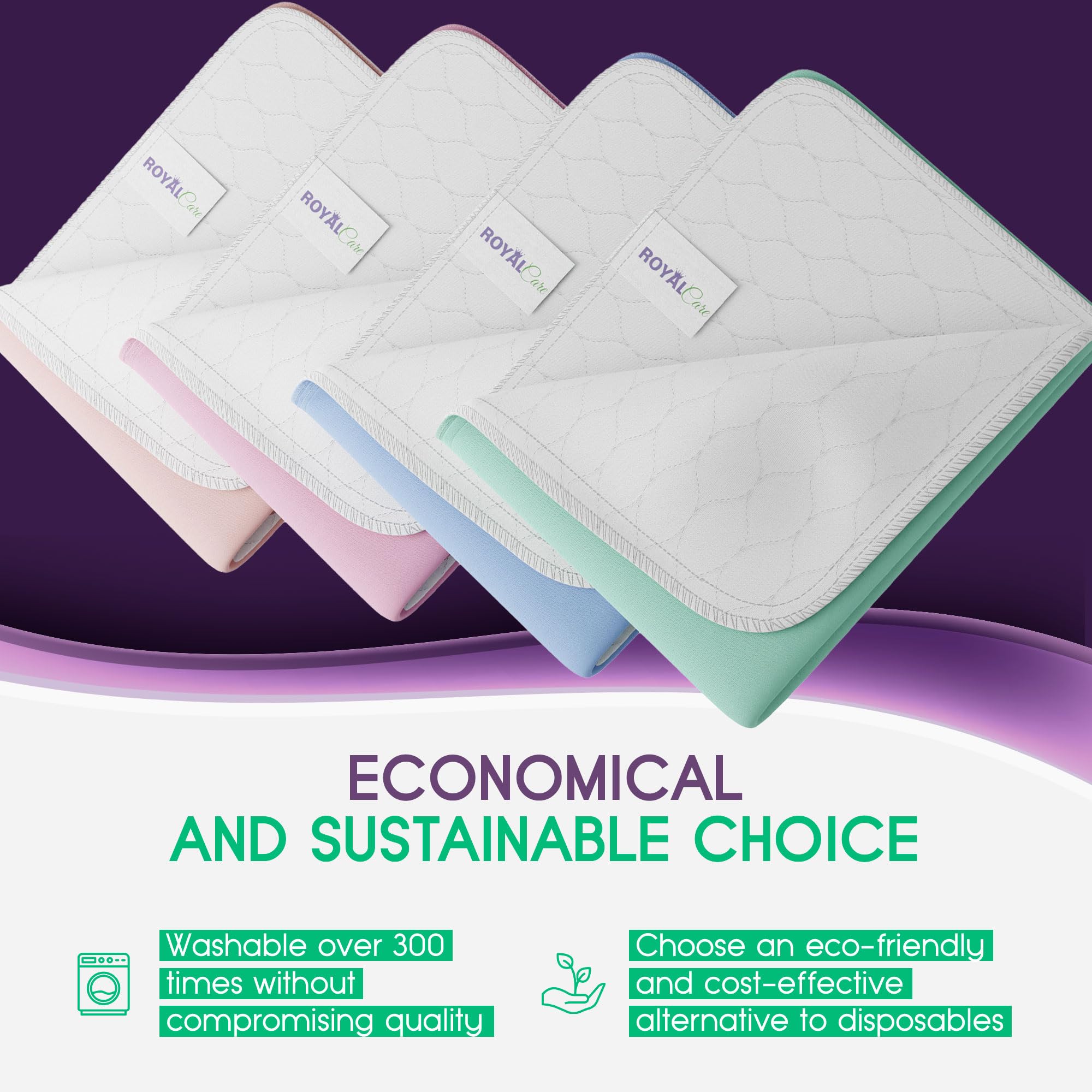 Royal Care machine-washable bed pad cleans easily for repeated use.