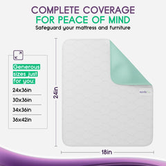 Royal Care reusable incontinence pad absorbs moisture for chairs and beds.