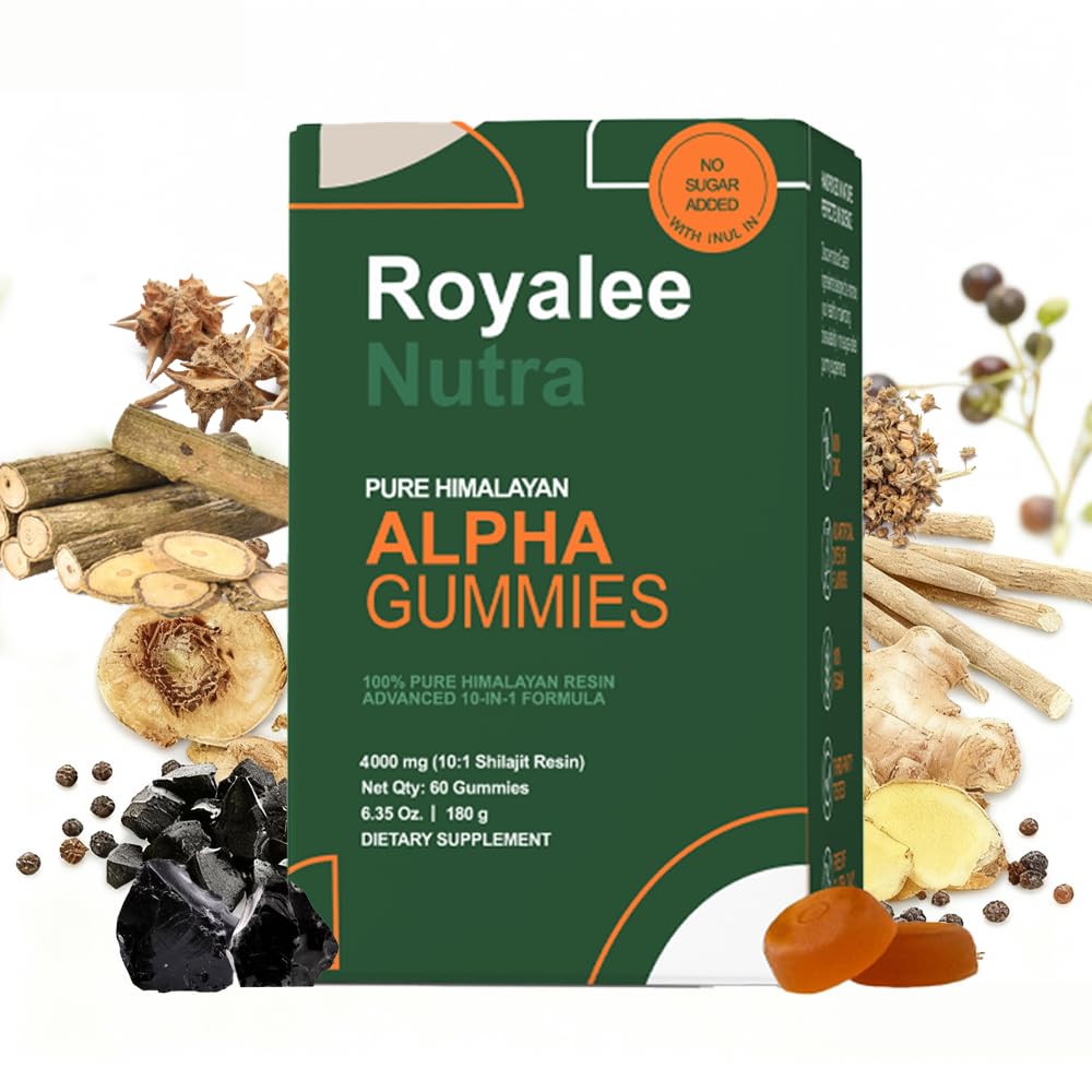 Royalee 10in1 Alpha Gummies for men bottle view showing energy support