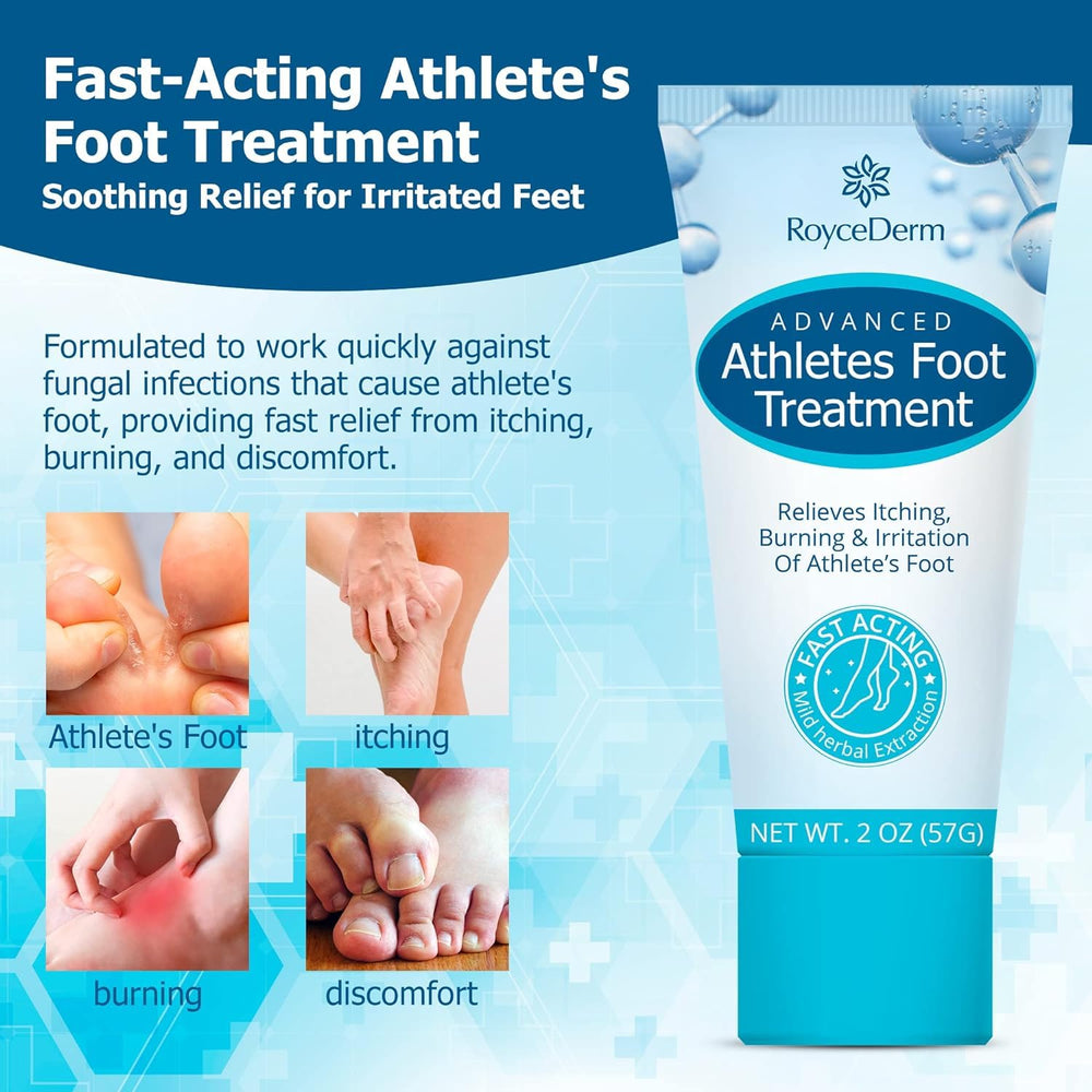 Roycederm Athletes Foot Cream tube closeup highlighting easy application.