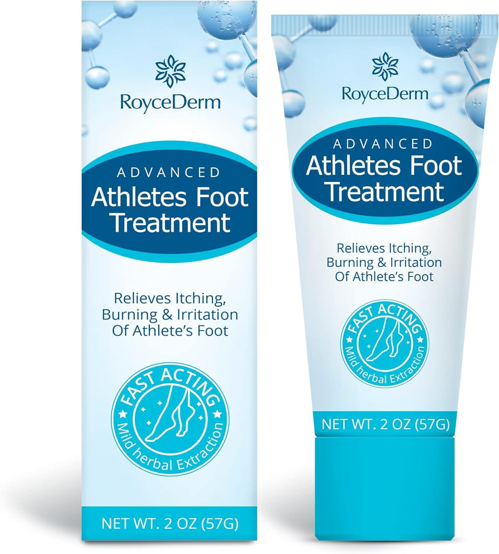 Roycederm Extra Strength Athletes Foot Cream bottle shown for fast, targeted relief.