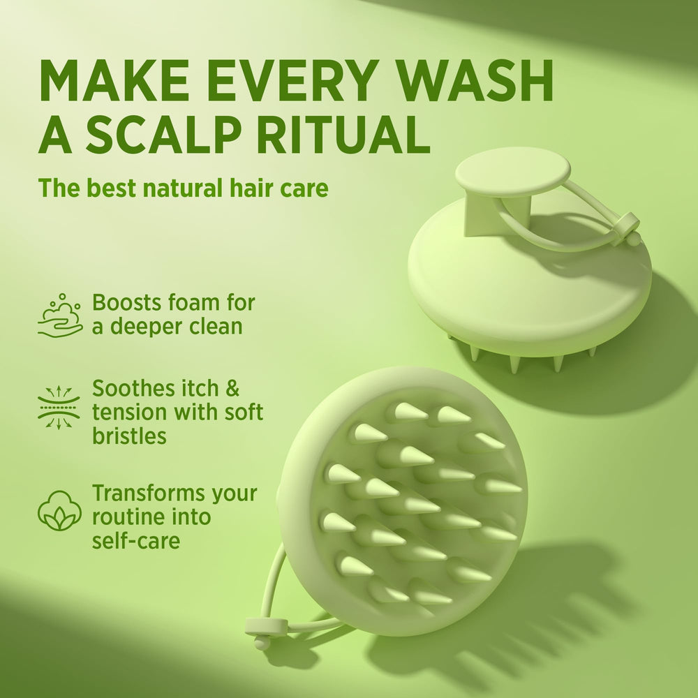 Roycederm soft silicone bristles detail offering gentle scalp massage