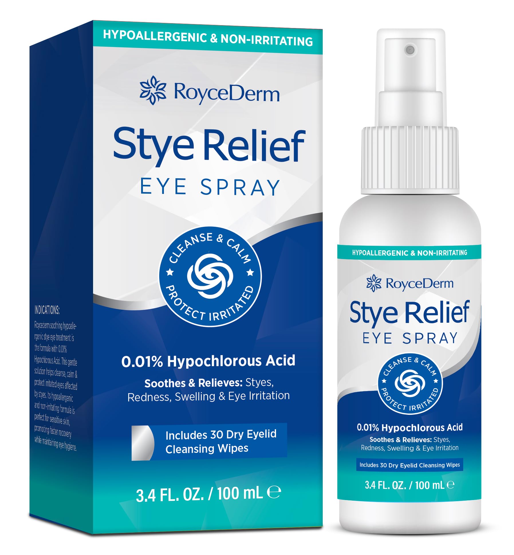 RoyceDerm Stye Eye Spray bottle with a gentle mist for refreshed eyelids after screen time