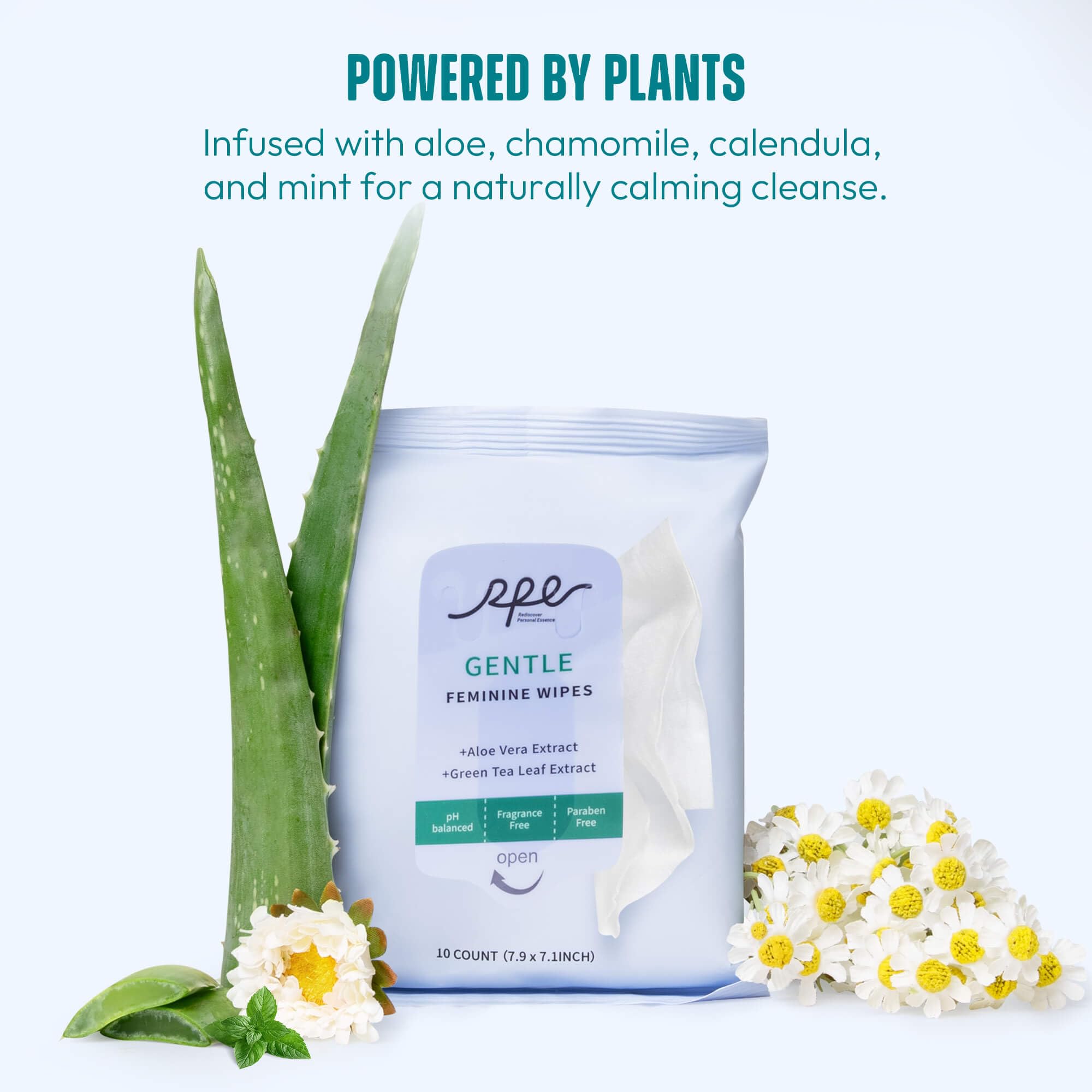 RPE Life plant-extract blend close-up highlighting soothing ingredients