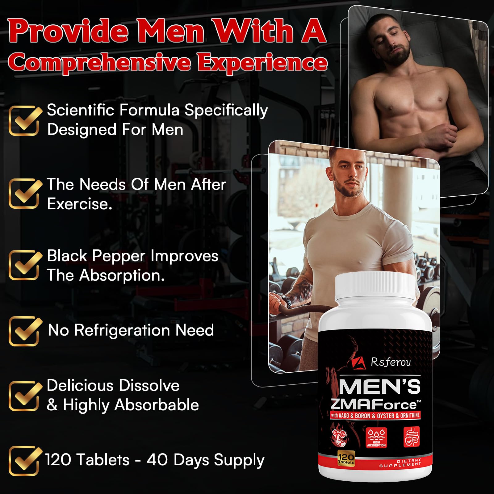 Rsferou ZMAFORCE athletic performance graphic, suggesting endurance benefits for active men.
