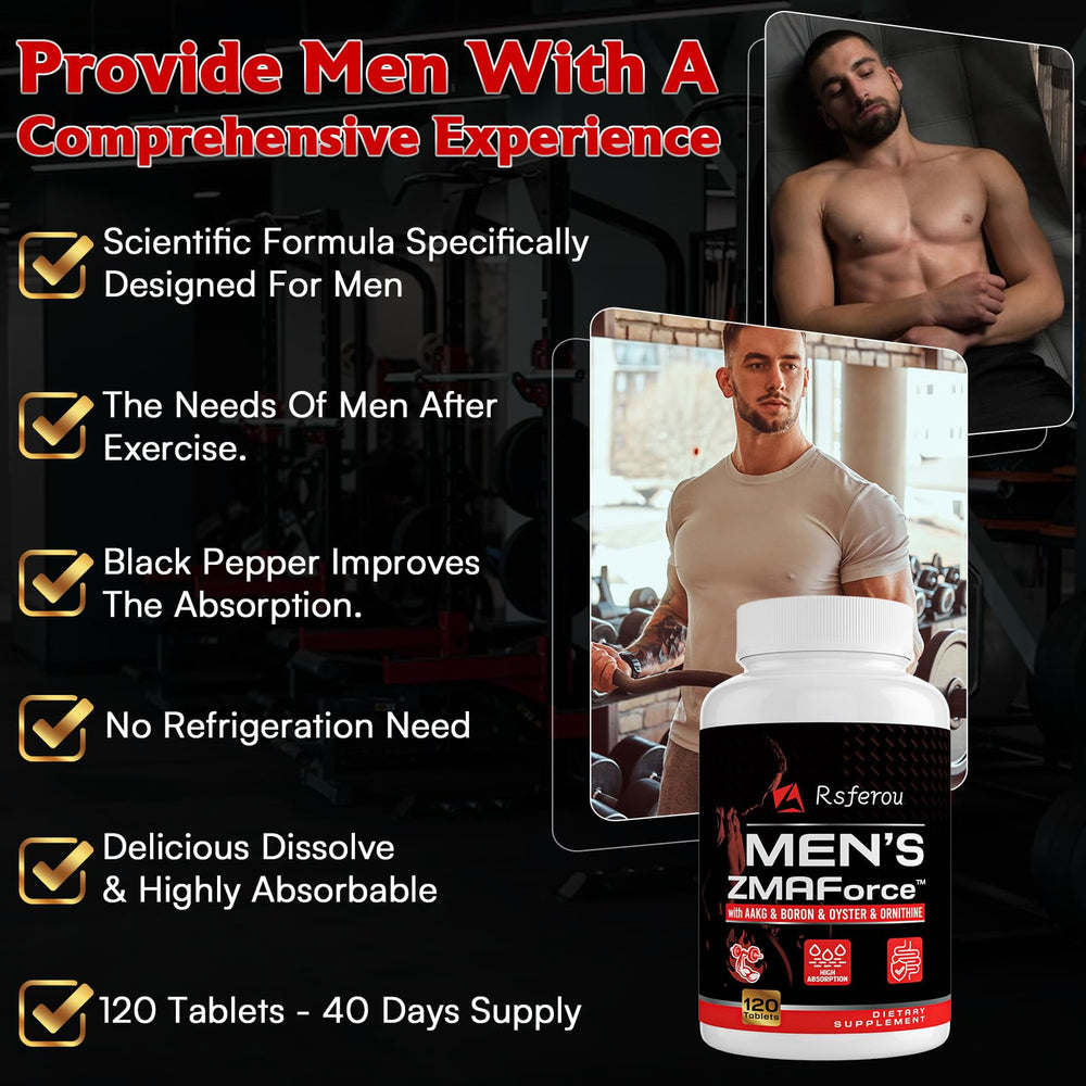 Rsferou ZMAFORCE athletic performance graphic, suggesting endurance benefits for active men.