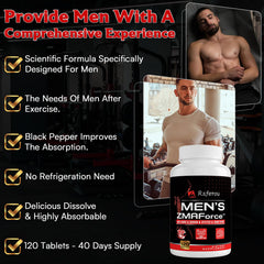 Rsferou ZMAFORCE athletic performance graphic, suggesting endurance benefits for active men.
