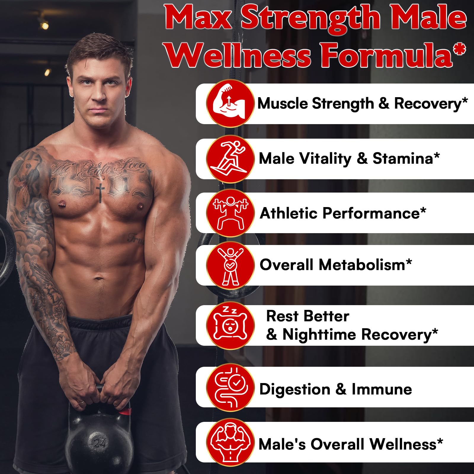 Rsferou ZMAFORCE zinc-magnesium blend image, emphasizing core ingredients for athletic performance support.