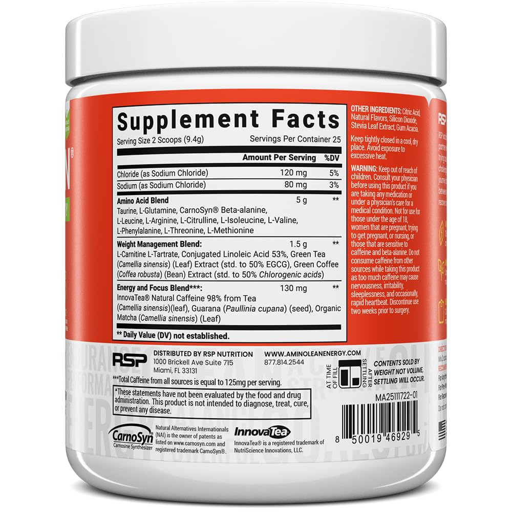 Green tea and green coffee extracts shown on AminoLean can