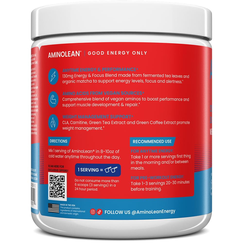 AminoLean Icee shaker closeup showing mixable vegan amino profile.