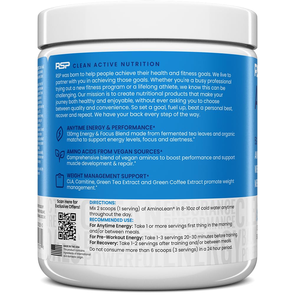 RSP Nutrition AminoLean keto-friendly, zero sugar option for diet-conscious users