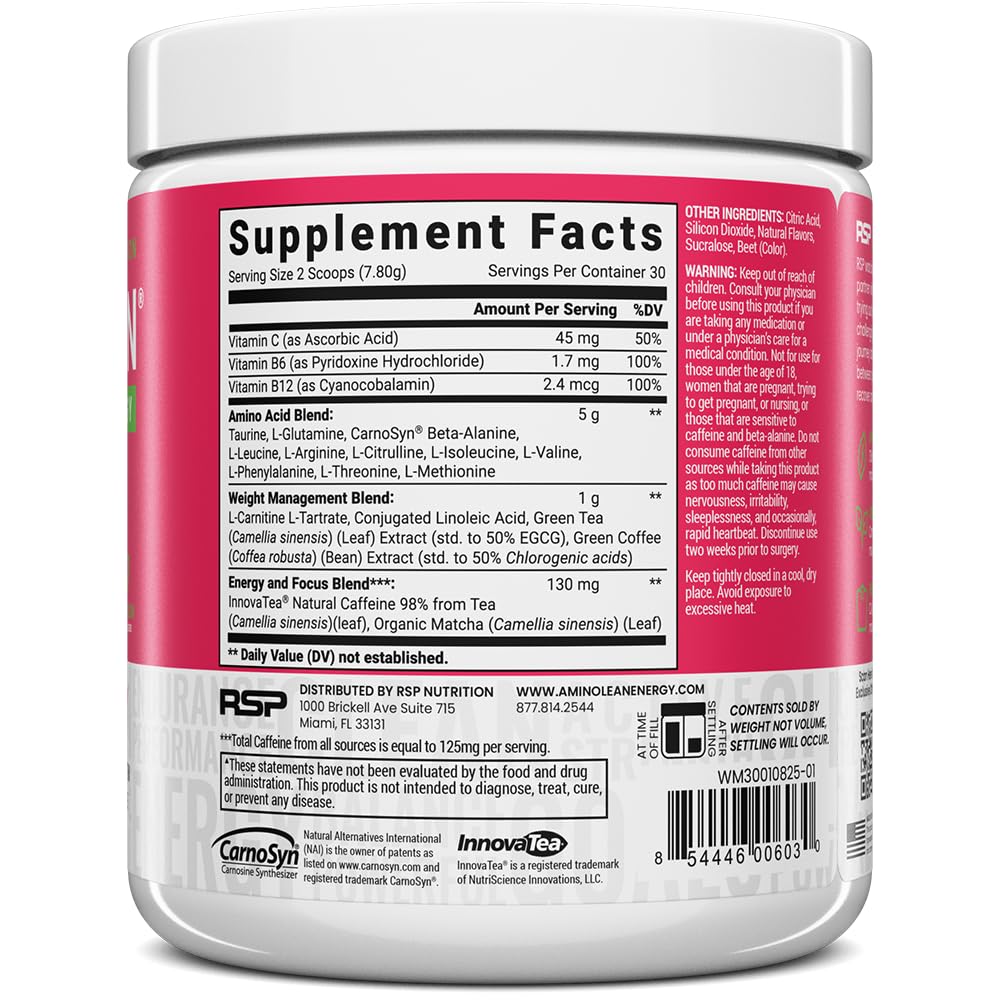 AminoLean label close-up highlighting vegan amino acids and zero sugar.