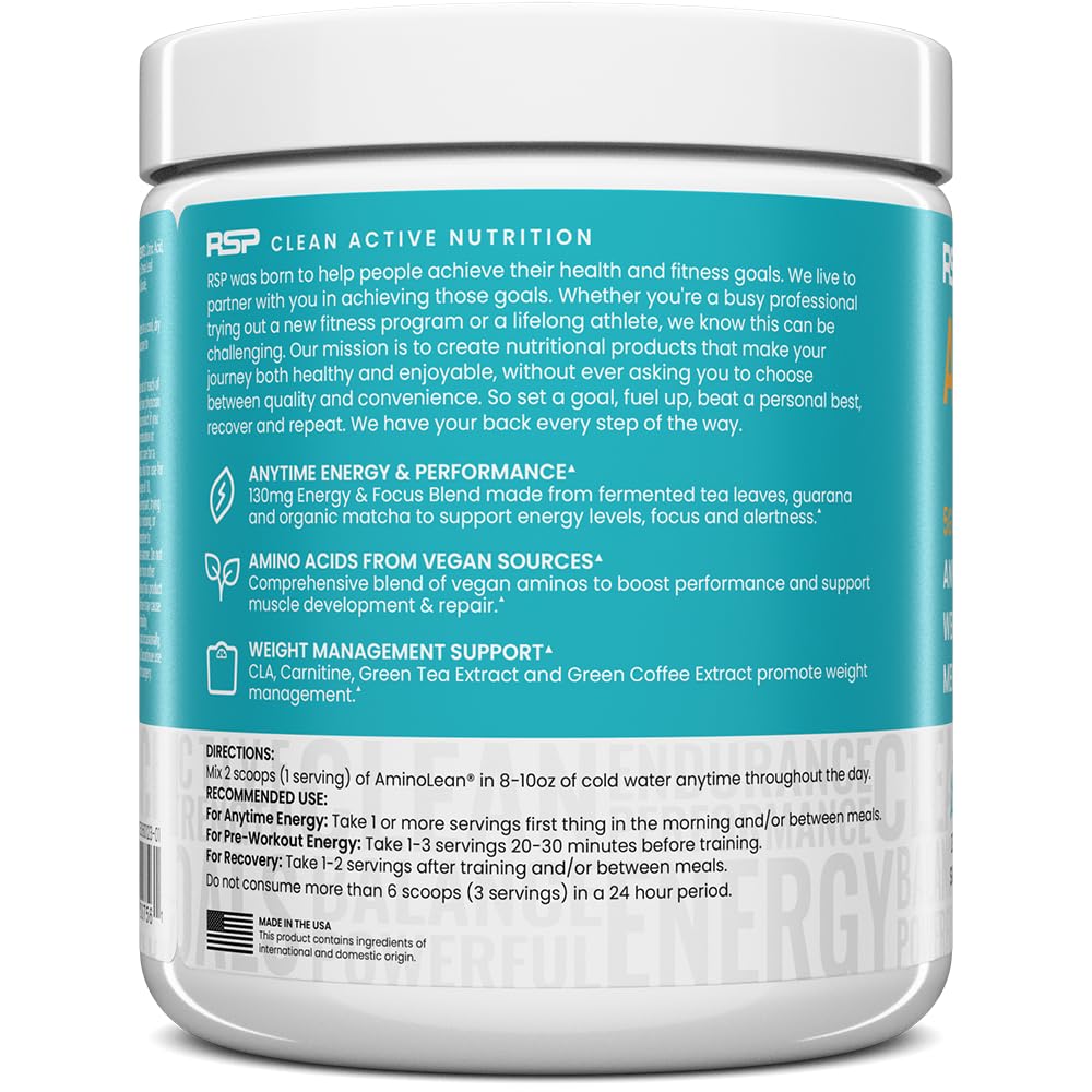 RSP NUTRITION AminoLean pineapple coconut flavor ready to mix for a refreshing boost