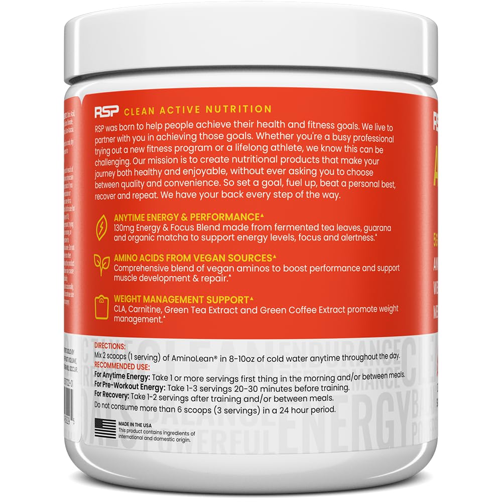 Natural caffeine and sugar-free claim on AminoLean packaging