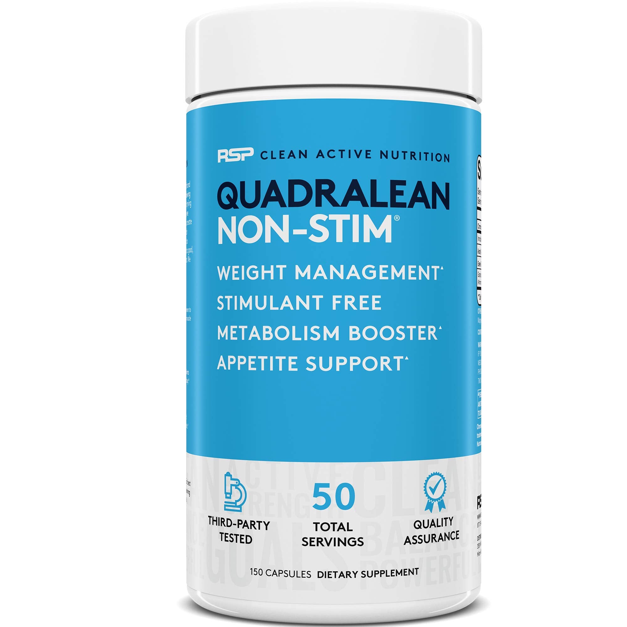 RSP QuadraLean bottle front, stimulant-free weight management option