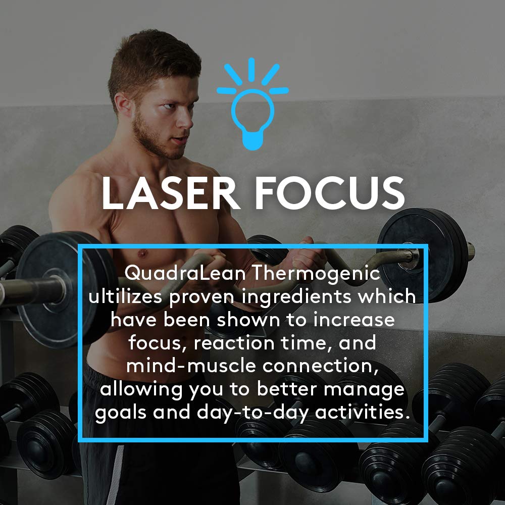 QuadraLean Thermo front packaging showing clean energy and focus benefits.