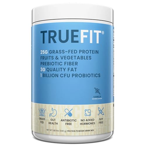 RSP Nutrition TrueFit bottle front with grass-fed whey for lean muscle support.