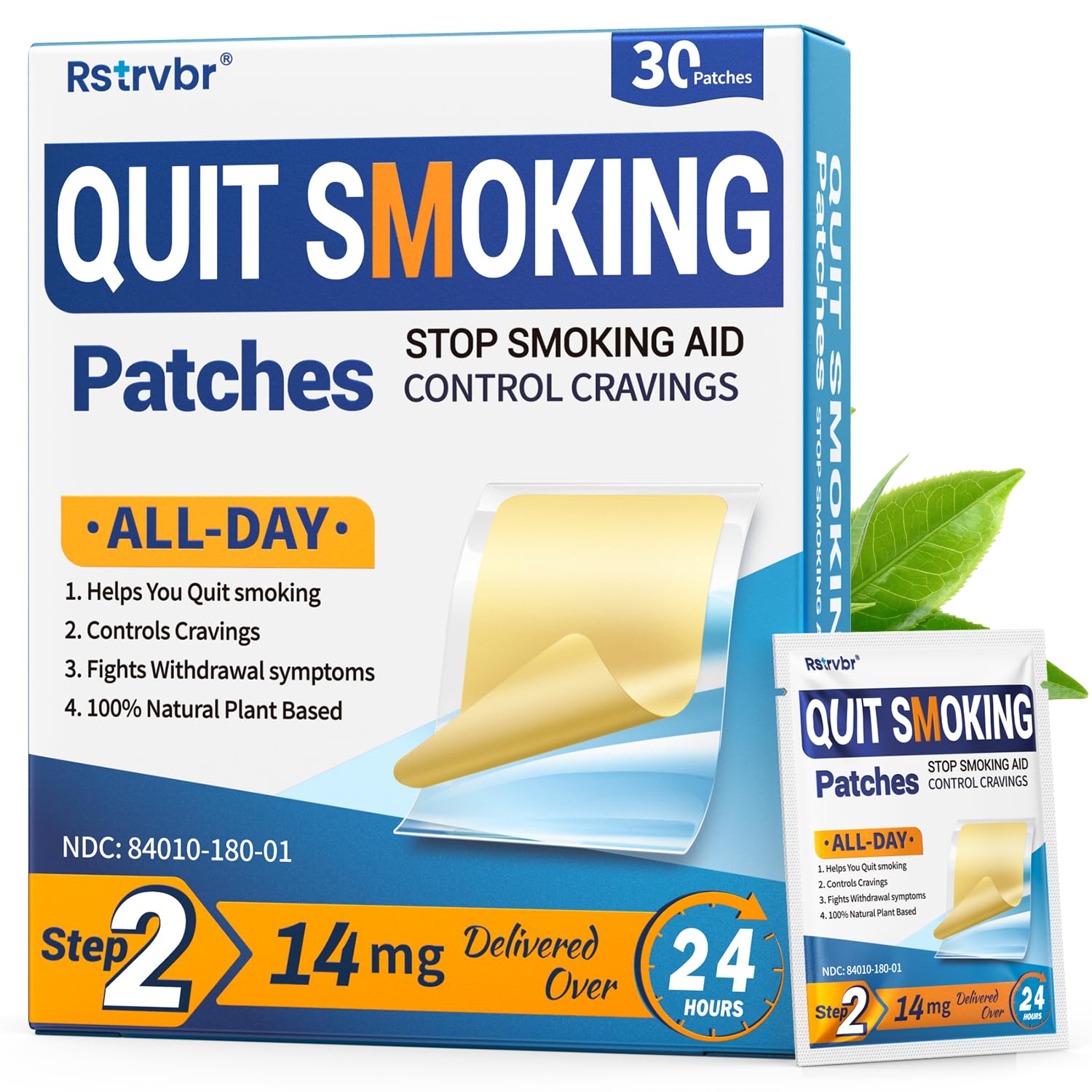Rstrvbr Step 2 nicotine patches box front for quit smoking support