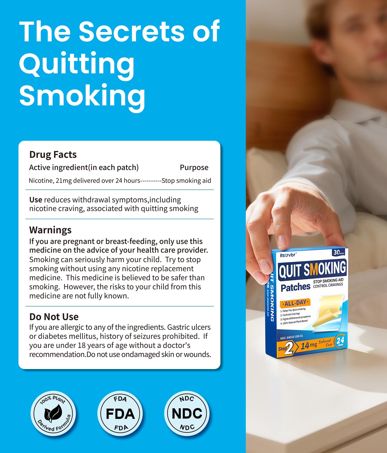 Rstrvbr Step 2 nicotine patches for daily use routine