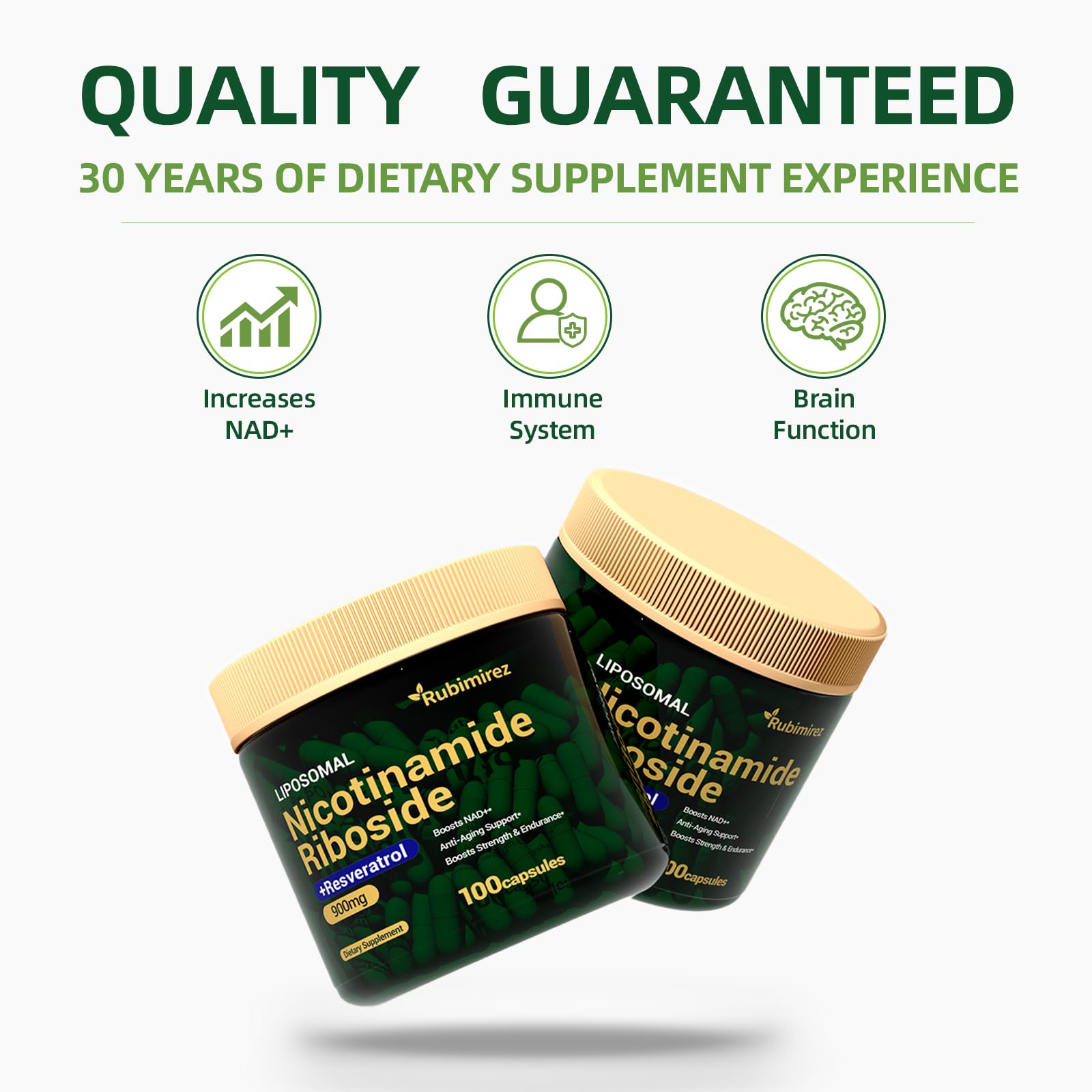 Rubimirez NAD+ capsules close-up showing smooth coating for reliable daily use