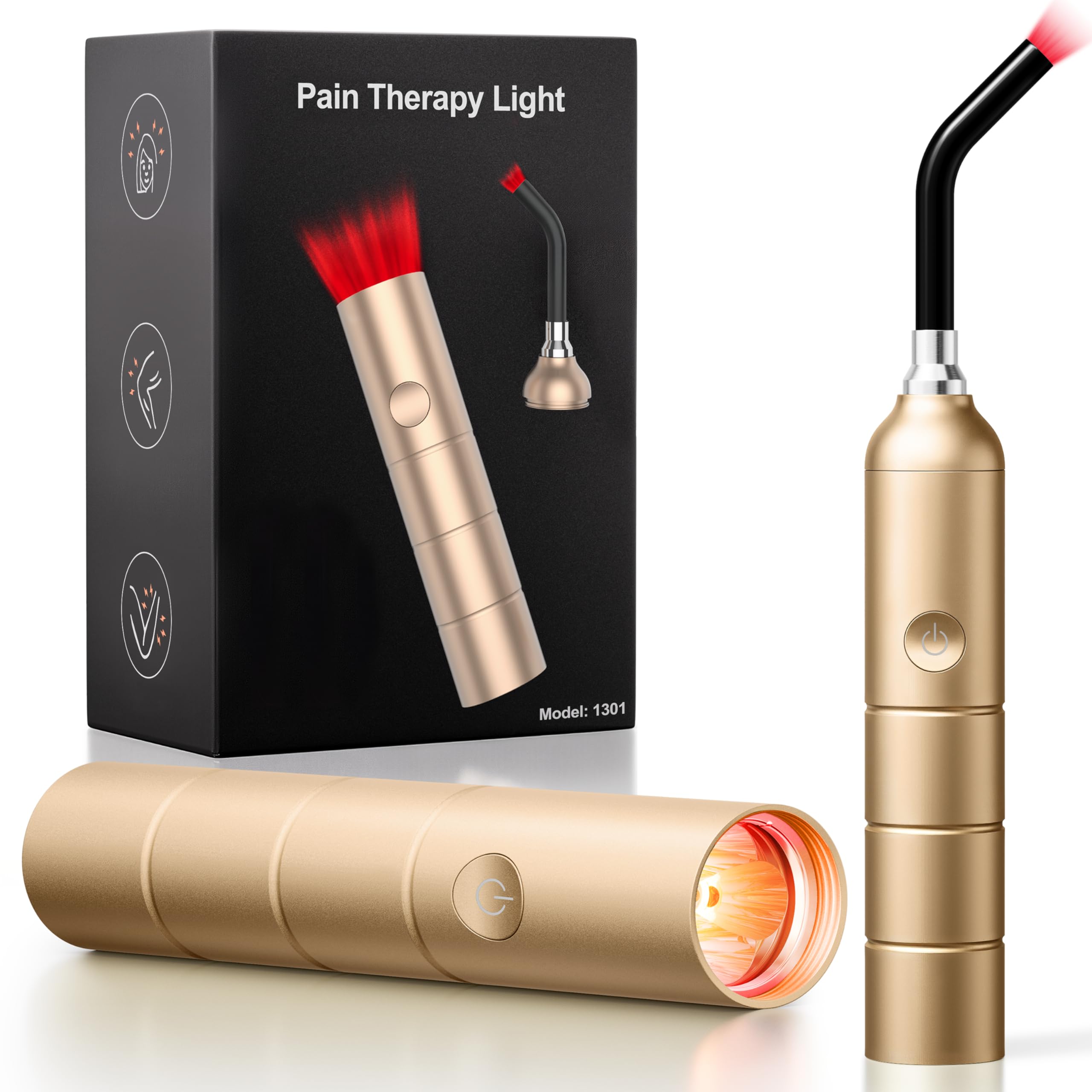 RubraVive Pain Therapy Light wand front view, compact and portable for easy use.