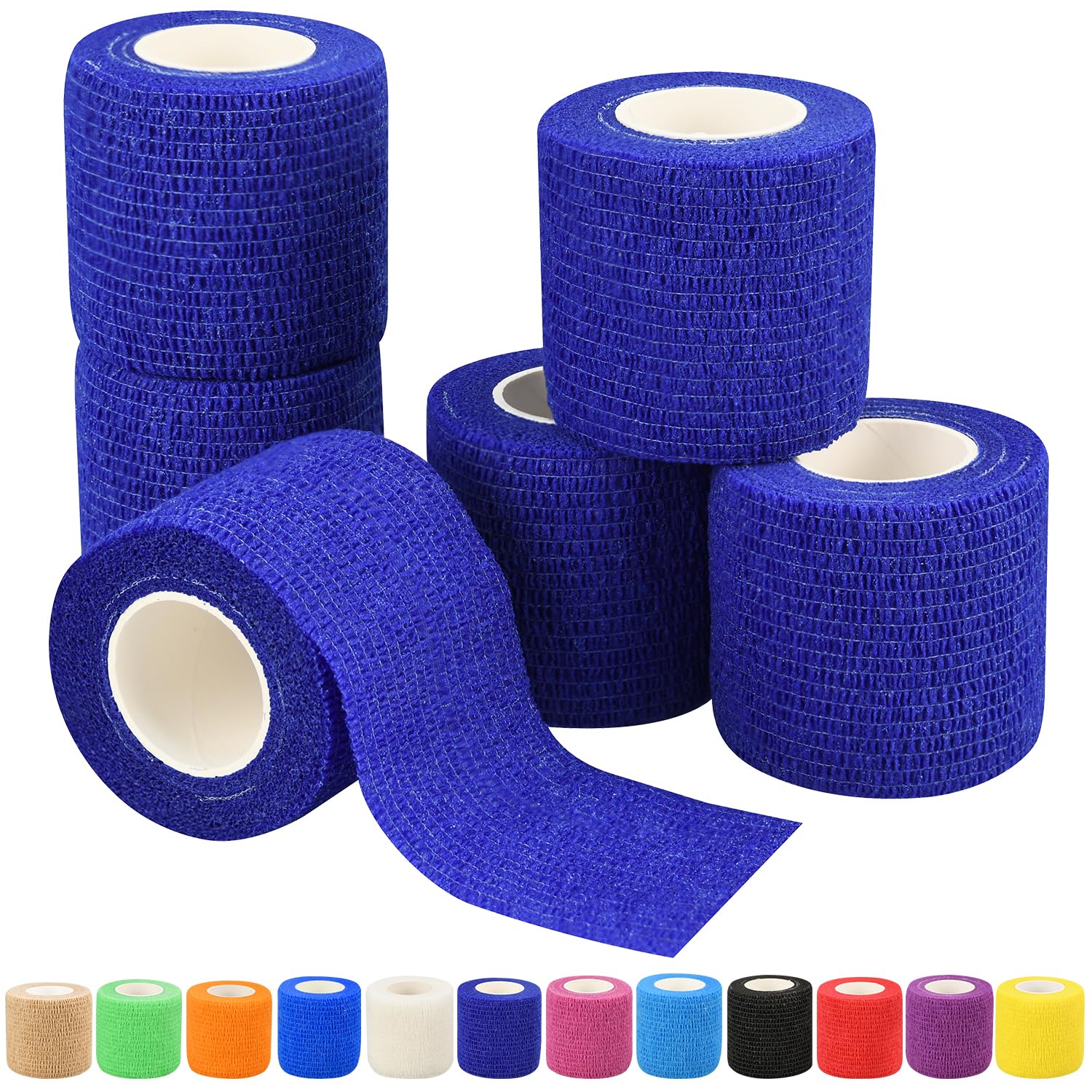 RubyQ 2in dark blue self-adhesive bandage wrap, 5 yards, breathable protection
