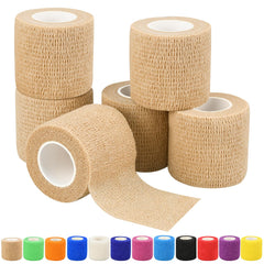 RUBY.Q 2-inch skin-color self-adhesive bandage wrap rolls laid out for quick fixes