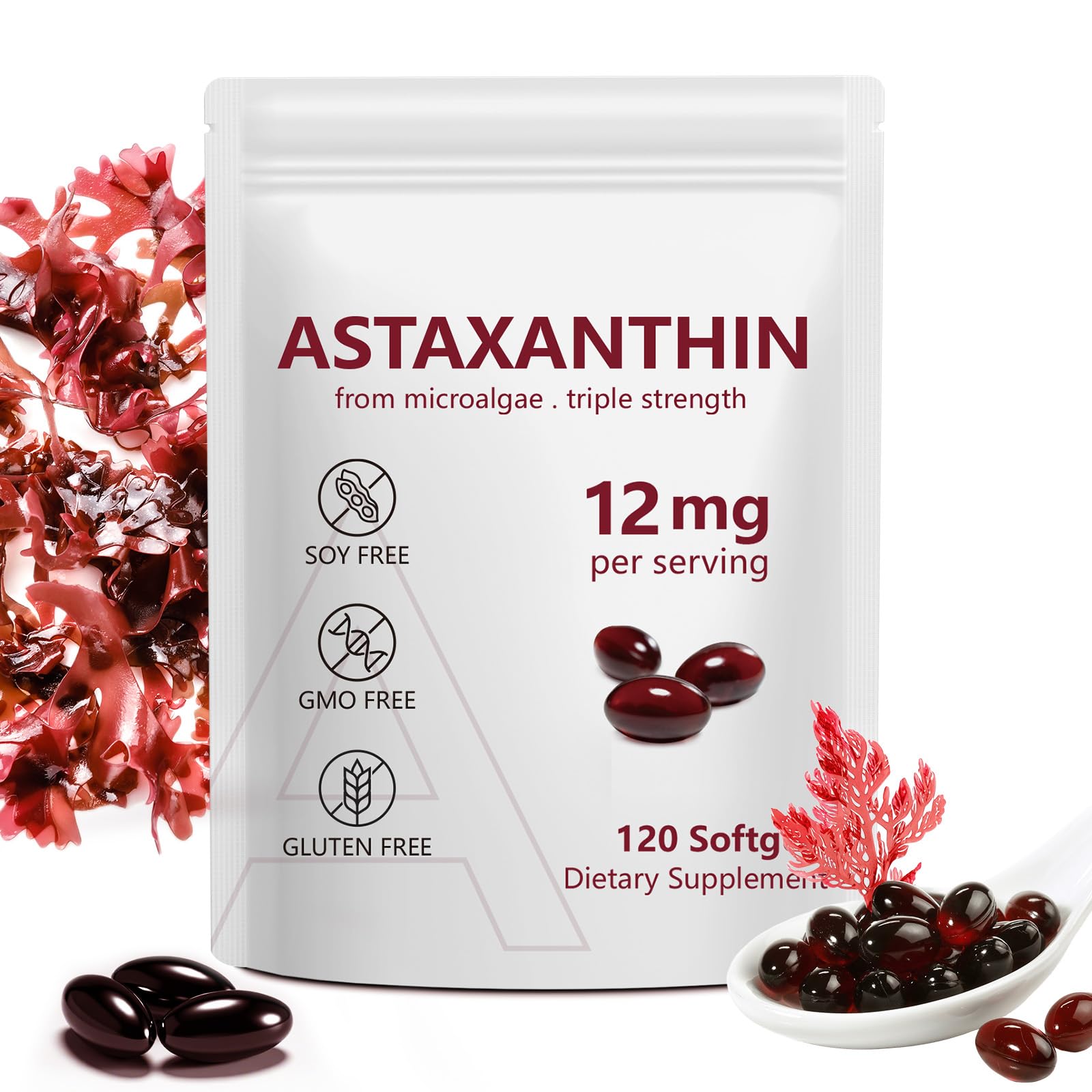 Ruduwu Astaxanthin softgels bottle with premium antioxidant support for daily vitality.