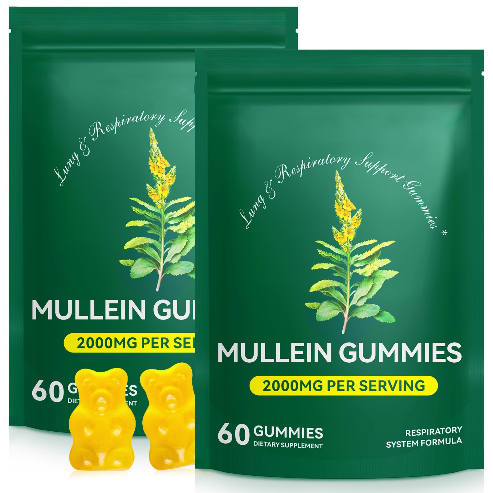 Ruduwu Mullein Gummies bottle front for convenient lung support.