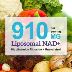 Ruduwu liposomal nicotinamide riboside capsules on glass with label, suggesting sustained energy potential
