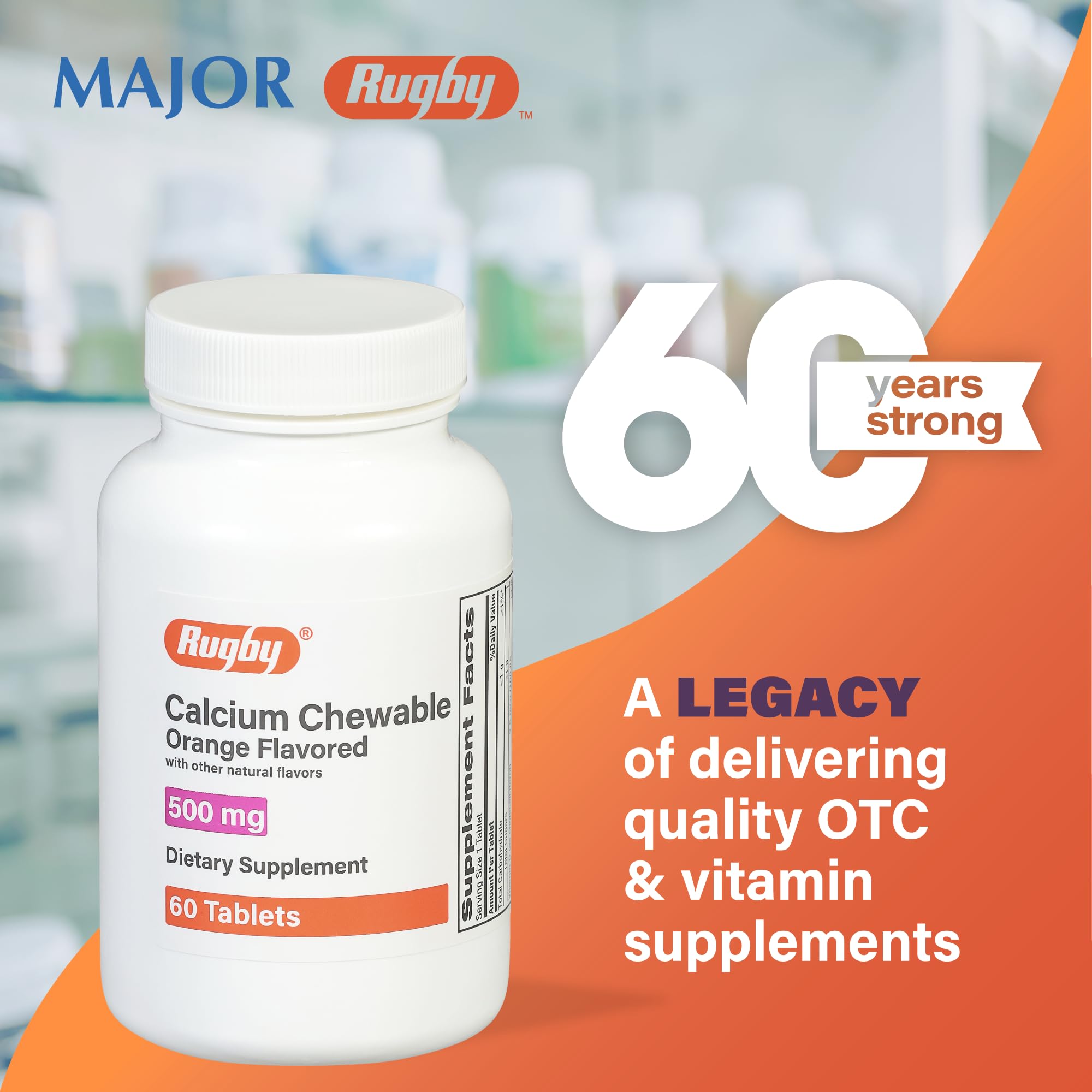 Rugby Calcium bottle with tablets ready to take from the bottle