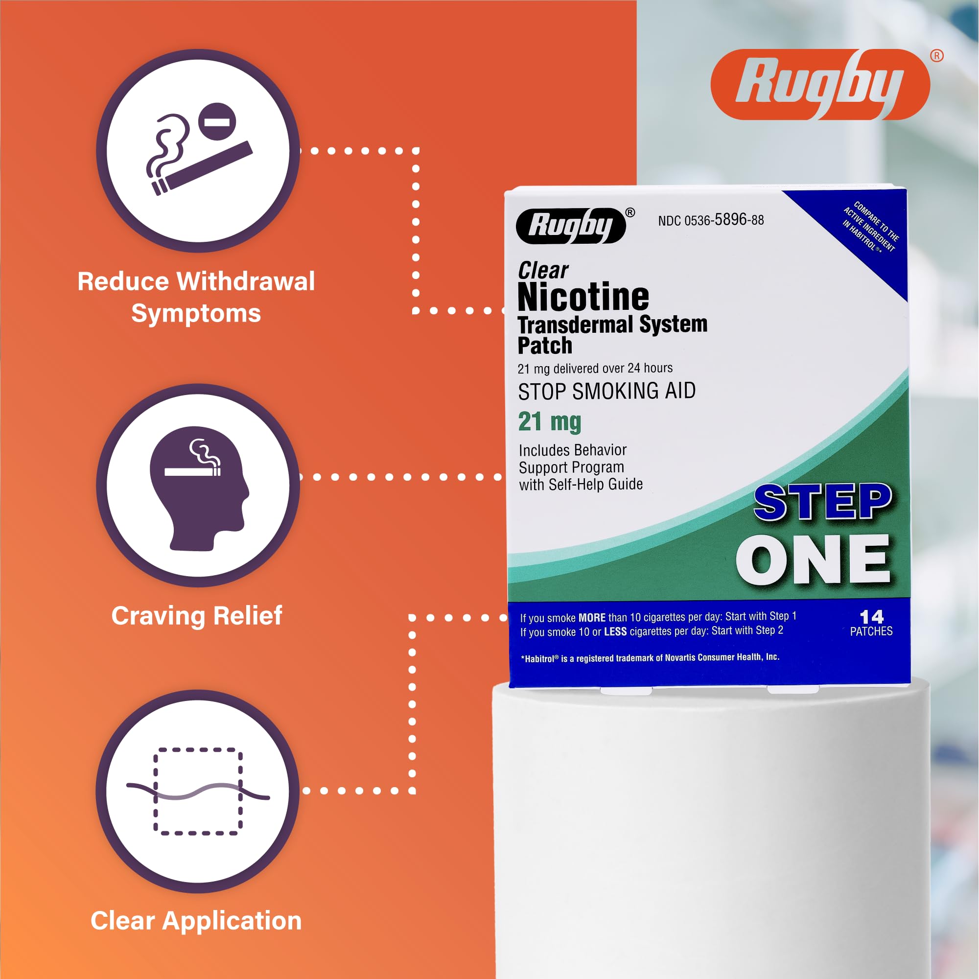 Close-up of Rugby Clear Patch adhesive for discreet, long-lasting nicotine delivery
