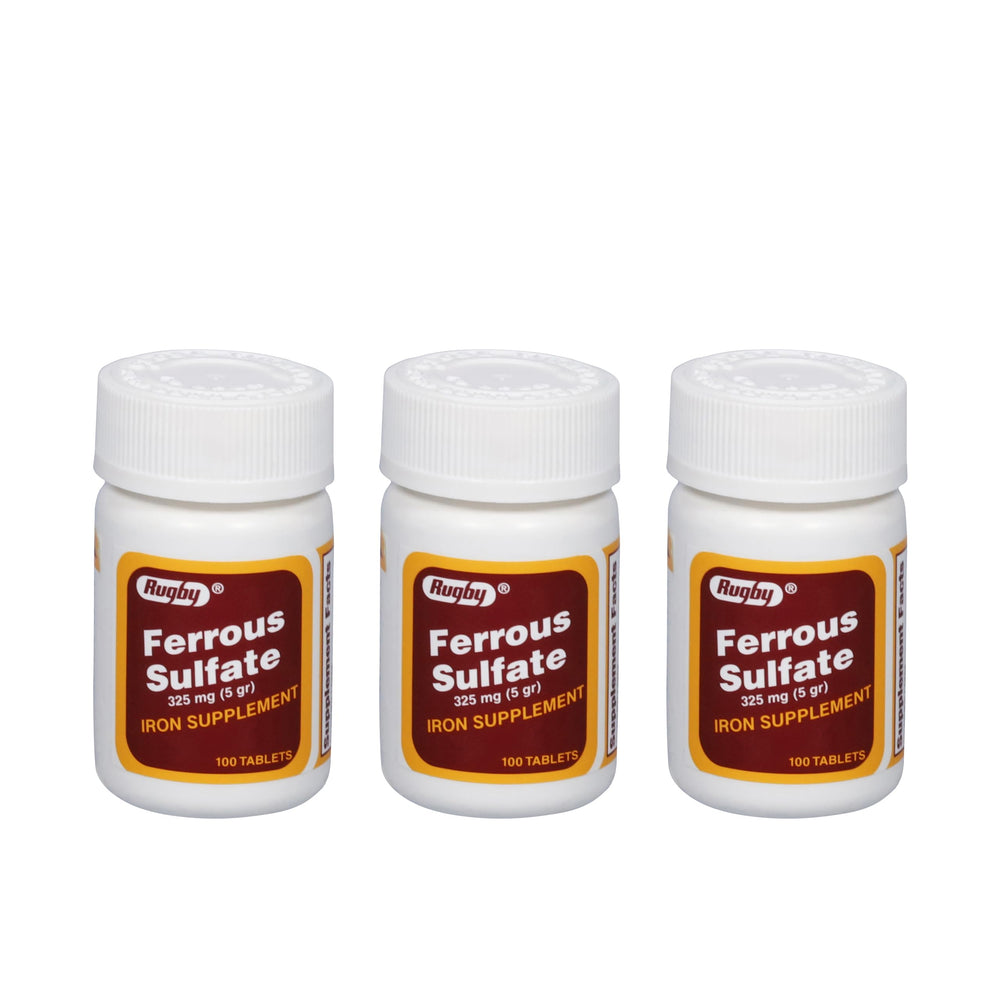 Rugby Ferrous Sulfate 325mg tablet closeup for daily iron support