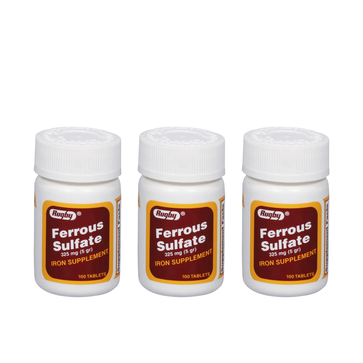 Rugby Ferrous Sulfate 325mg tablet closeup for daily iron support