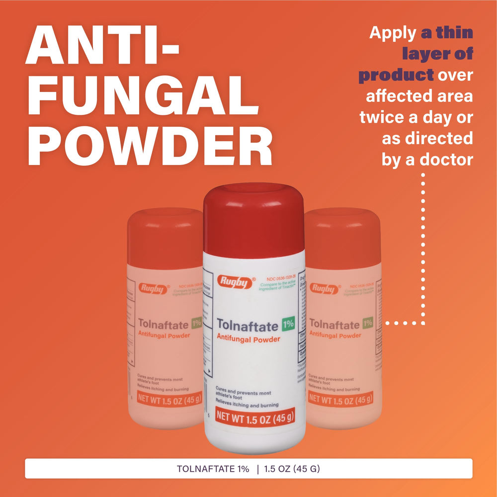 Rugby Laboratories box and label indicating trusted antifungal care.